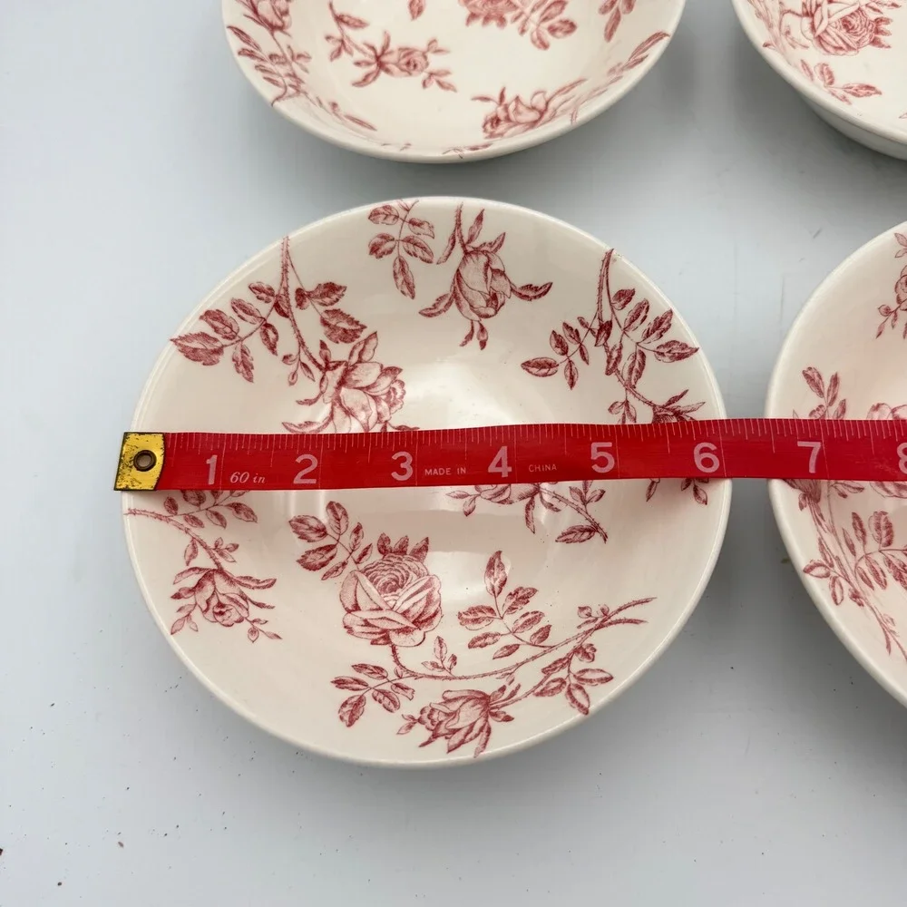 Churchill Antique Rose Pink Transferware Bowls Made in England Set of 4 Vintage